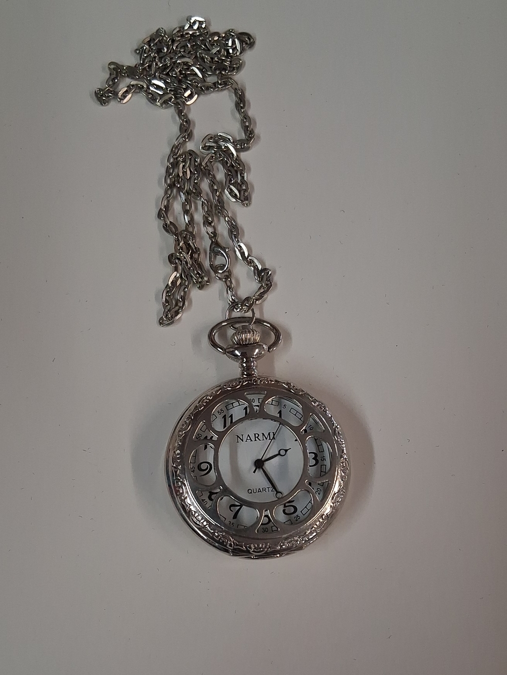Narmi Silver-Tone Pocket Watch Pendant Necklace